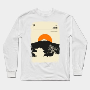 Japan Tokyo Mount Fuji Vintage Mininimal Travel Poster Long Sleeve T-Shirt